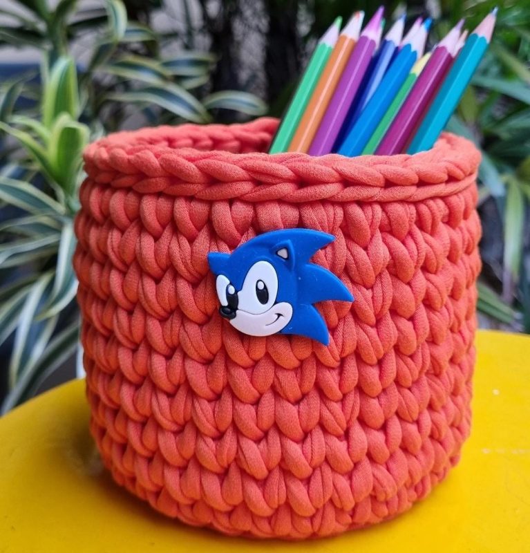 ISA CROCHÊ|Cachepô organizador – Sonic